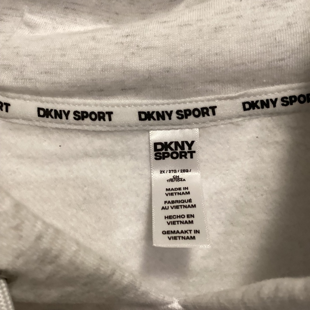 DKNY Sport Women’s Rhinestone Sequin Logo Hoodie Light Gray - Picture 2 of 14